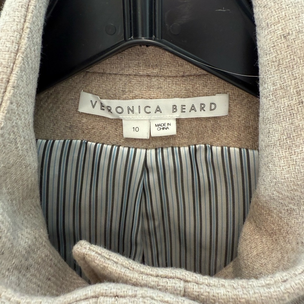 Veronica Beard Taupe Knit-Sleeve Military Jacket - Picture 3 of 6